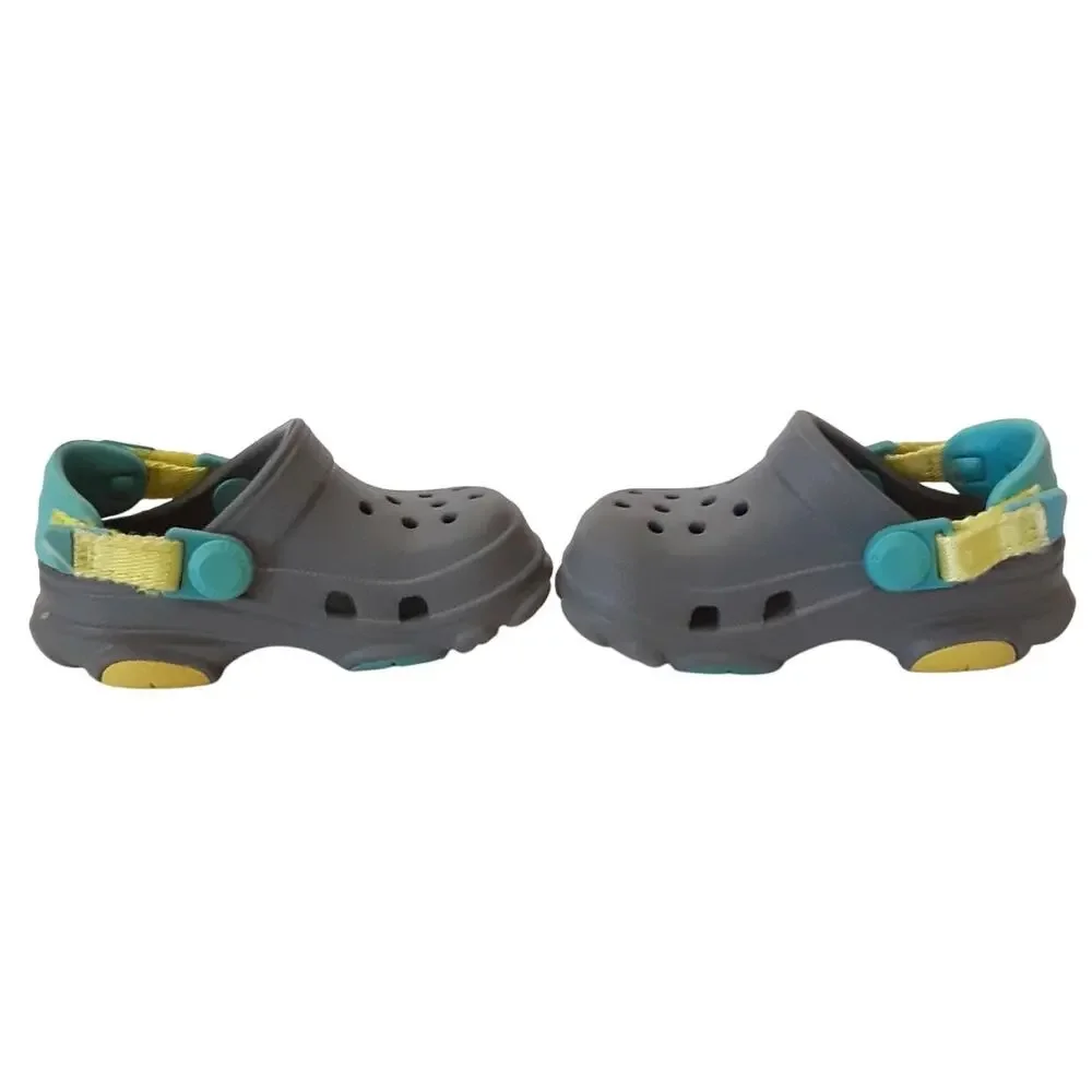 Crocs Clogs All Terrain Kids Water Shoes Gray Back Strap Toddler 4C Summer